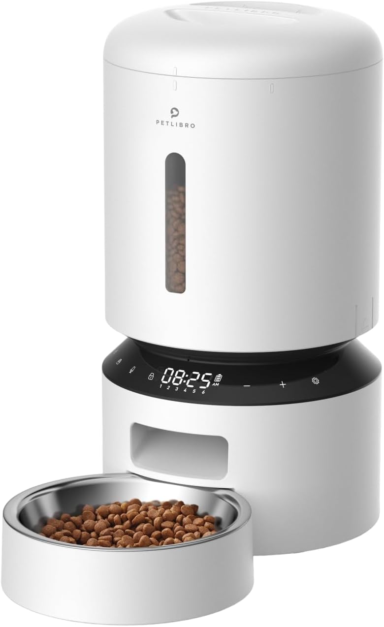 PETLIBRO Automatic Cat Feeder with Camera for Two Cats, 1080P HD Video with Night Vision, 5G WiFi Pet Feeder with 2-Way Audio for Cat & Dog, Low Food & Motion & Sound Alerts, Dual Tray, Black 5L