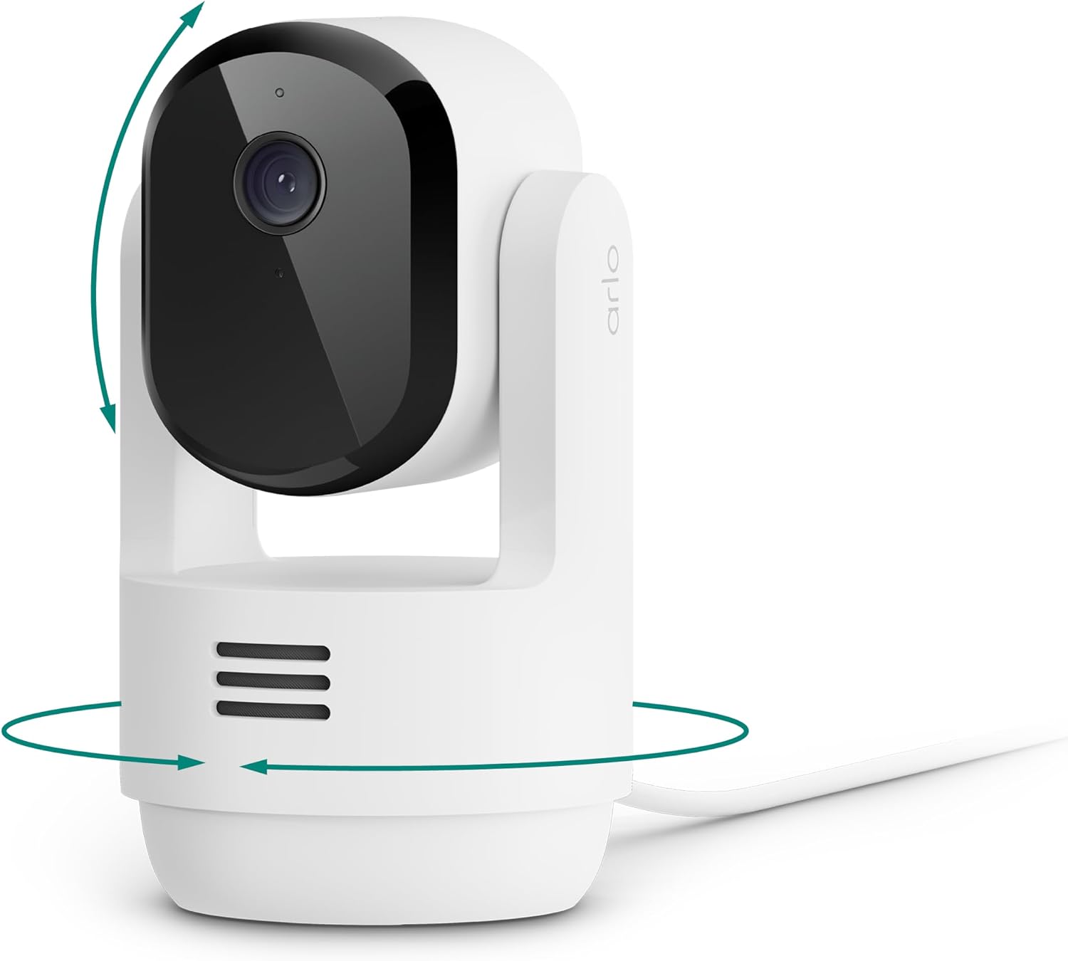 Arlo Essential Indoor Pan Tilt Security Camera 2K (2025 Release) - Wired Plug-in Power, Person Recognition, Animal Detection, Animated Preview, 1-Month Secure Plan, Auto Motion Tracking, 2 Cam, White
