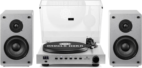 ANGELS HORN Vinyl Record Player with Speakers, Bluetooth Hi-Fi Turntable | Built-in Phono Preamp, Belt Drive 2-Speed, Adjustable Counterweight, Pitch Control