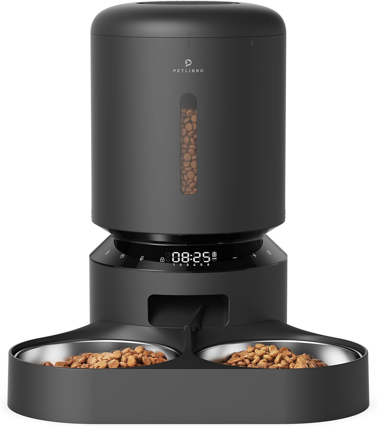 PETLIBRO Automatic Cat Feeder with Camera for Two Cats, 1080P HD Video with Night Vision, 5G WiFi Pet Feeder with 2-Way Audio for Cat & Dog, Low Food & Motion & Sound Alerts, Dual Tray, Black 5L