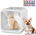 Automatic Pet Hair Dryer Box, 70L Dual Motor Fans Blower for Cats and Small Dogs, 360° Drying, Temperature Control, Self-Dryer Boxes with 4 Adjustable Speed Settings & 5 Drying Modes, 5 Towels, White