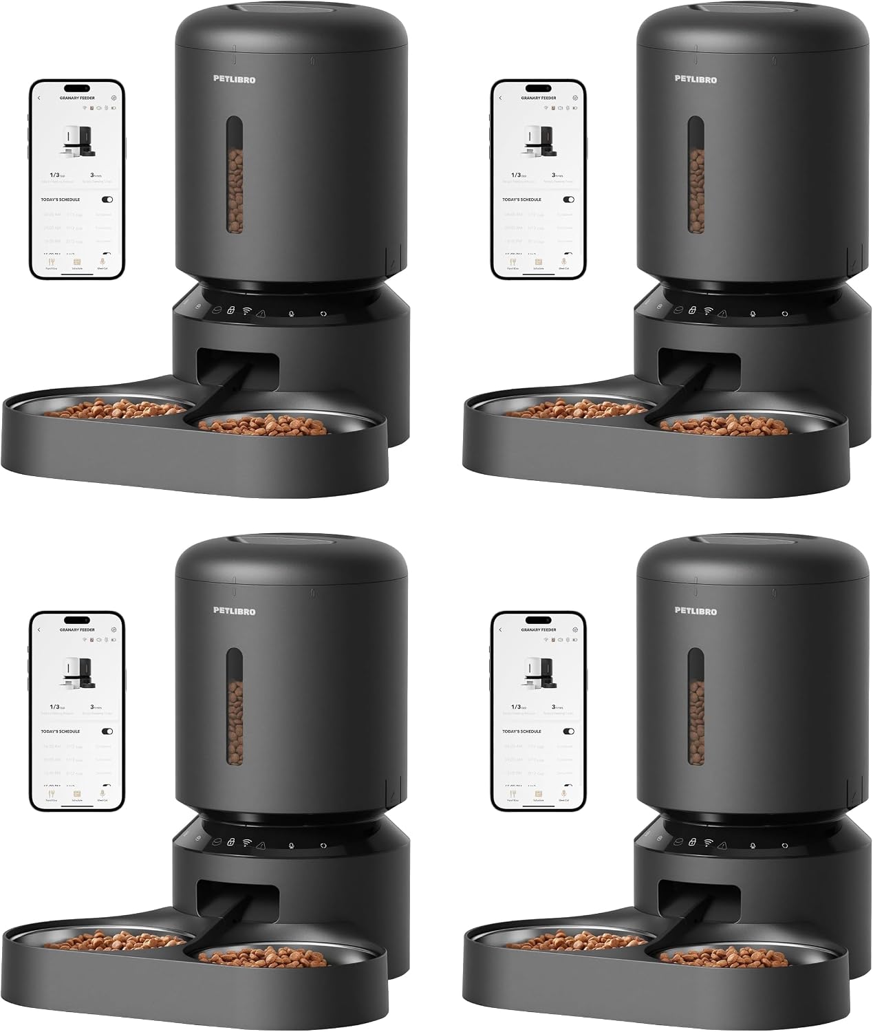 PETLIBRO Automatic Cat Feeder with Camera for Two Cats, 1080P HD Video with Night Vision, 5G WiFi Pet Feeder with 2-Way Audio for Cat & Dog, Low Food & Motion & Sound Alerts, Dual Tray, Black 5L