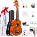Ukulele, AKLOT Electric Concert Ukelele Solid Mahogany 23 inch for Professional Beginners Adults Kit with Free Online Lesson and Uke Accessories