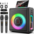 Karaoke Machine, Portable Bluetooth 5.3 Speaker with 3 Wireless Microphones for Adults, 300W Retro Leather PA System with Pitch Correction, Supports TV/TWS/TF Card/USB/AUX/Live